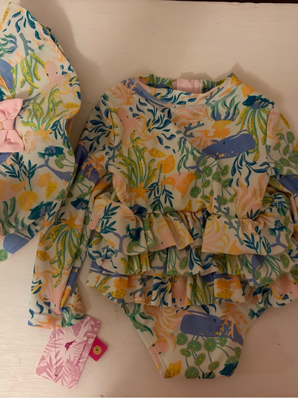 Tommy Bahama Kids Pink and White Tropical Swim Cover-Up